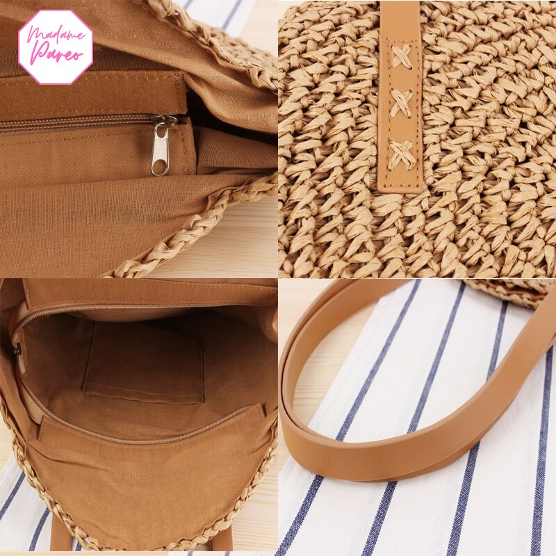 Sac De Plage En Paille Pour Femme - Grand Sac Fourre-tout à Bandoulière été